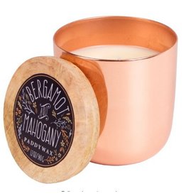 Paddywax Paddywax - Foundry 12oz Copper Tin w/ Wood Lid Bergamot & Mahogany Candle