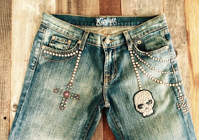 Kippy's Kippy's Leather - Skull and Cross Denim Jeans