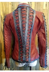 Kippy's Kippy's Leather - Queen Marionette Long Moto Jacket in Burgundy Python