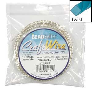 Craft Wire 18ga Twist Square Silver Plate 8ft - da Bead Shop