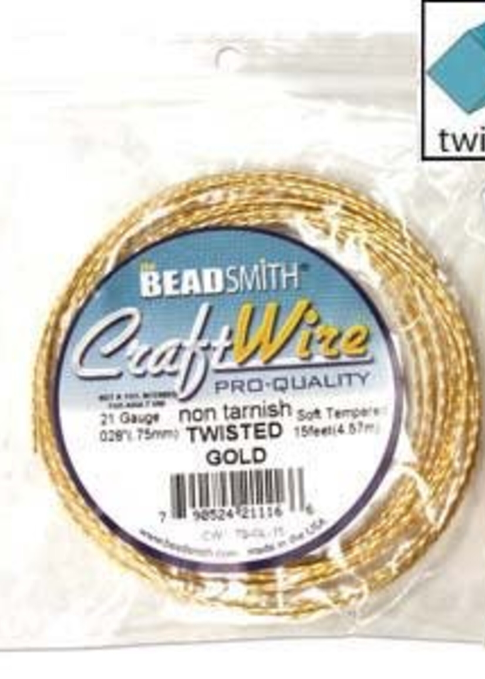 Craft Wire 21ga Twist Gold Plate