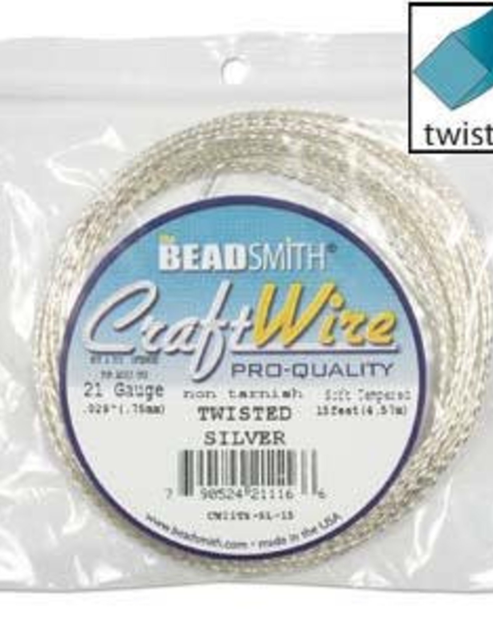 Craft Wire 21ga Twist Silver Plate
