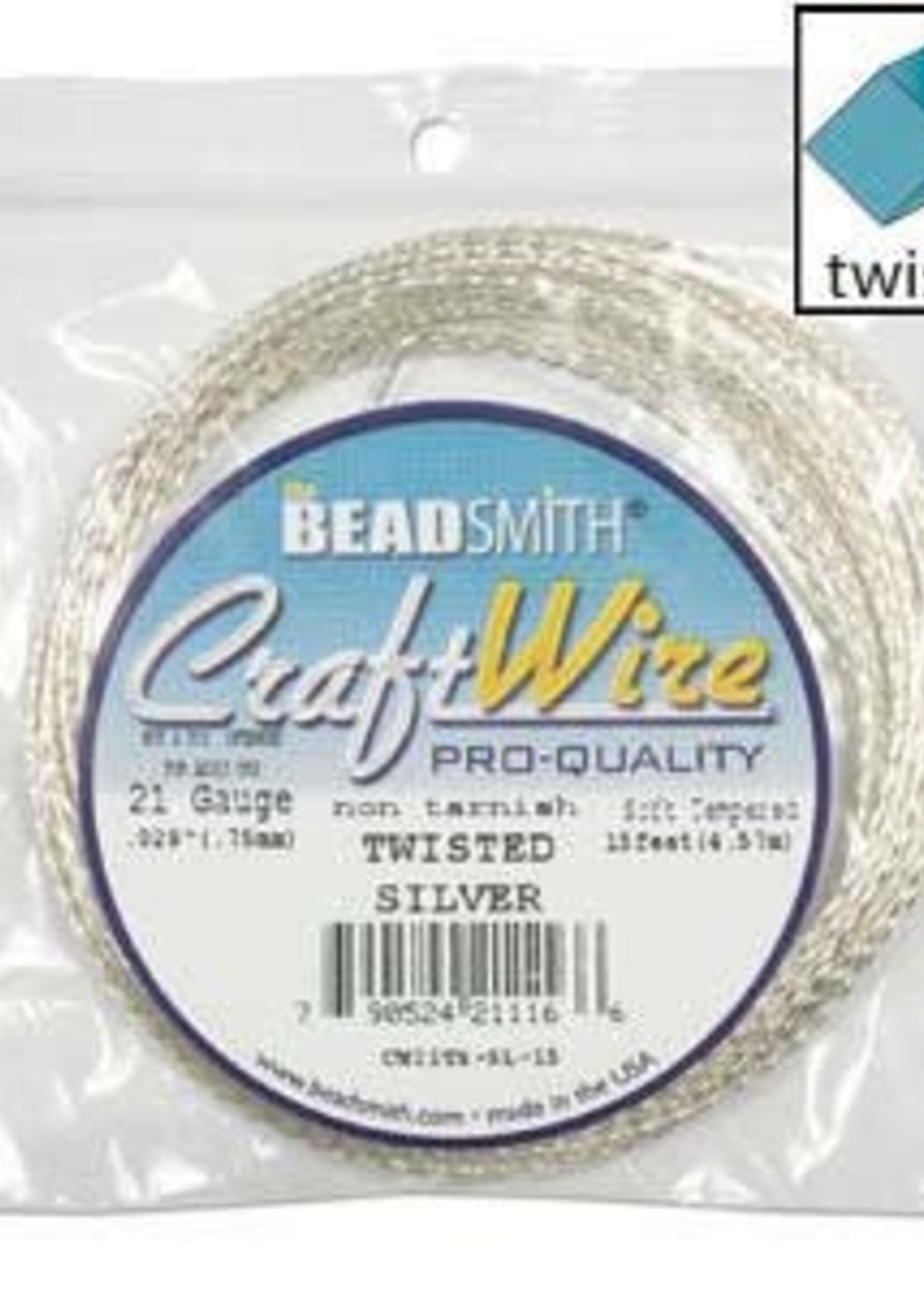 Craft Wire 21ga Twist Silver Plate