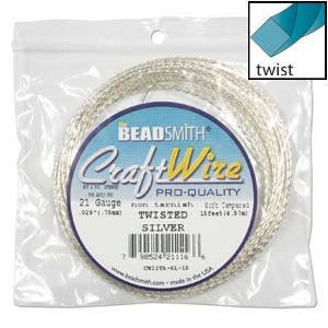 Craft Wire 21ga Twist Silver Plate