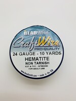 Craft Wire 24ga Round Hematite 10yd