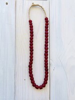 Ghana Recycled Glass 13mm Ruby 24" Necklace