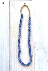 Ghana Recycled Glass 10mm Blue Swirl 24â€ Necklace