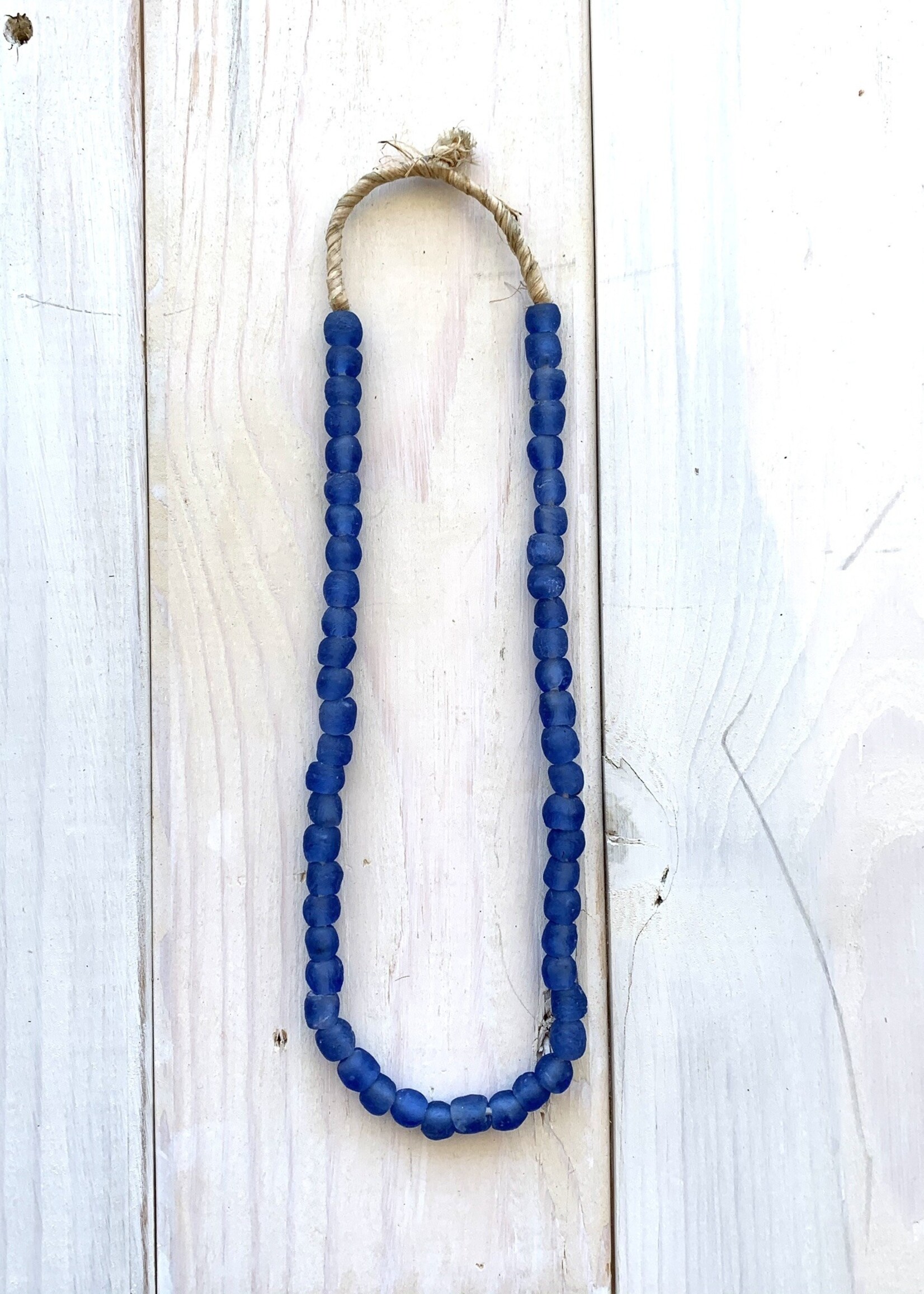 Ghana Recycled Glass 10mm Blue 22â€ Necklace