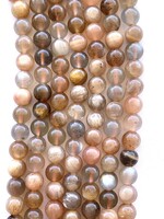 6mm Peach/Gray Moonstone Round Strands