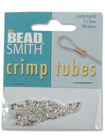 2x2 Crimp Tubes Silver Plate Qty 100