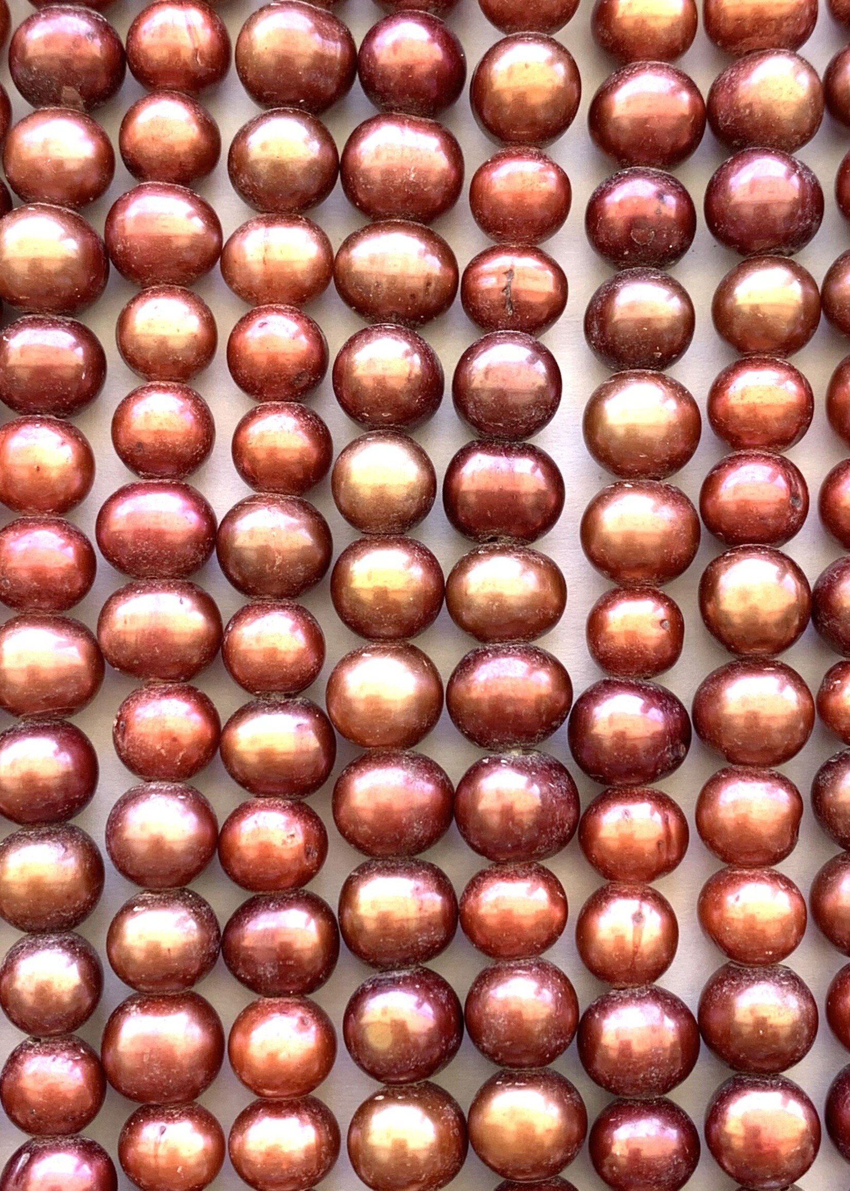 6mm Pearls w/2mm ID Hole, Copper 15” st approx. dis35