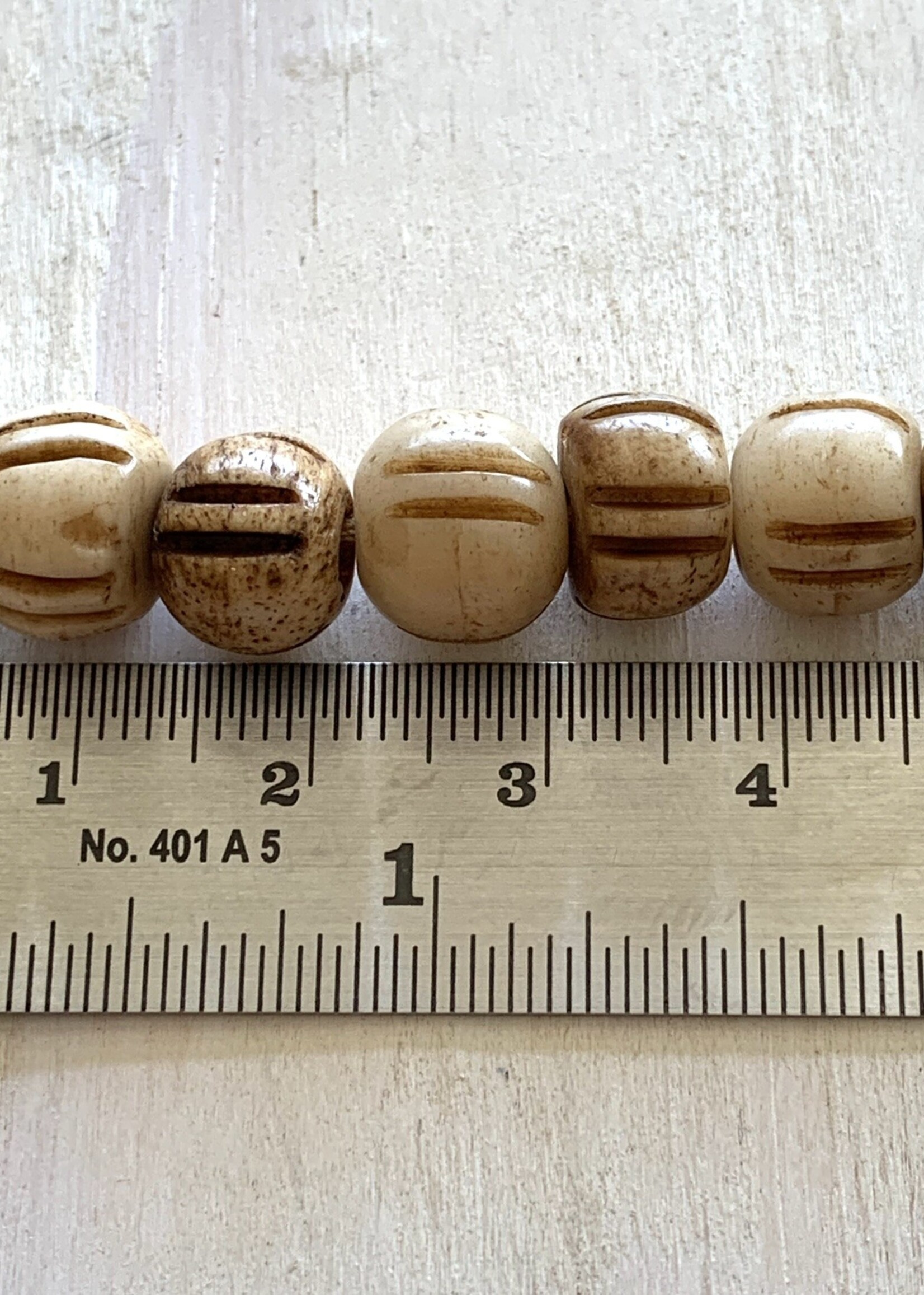 10mm Bone w/Lines Large Hole Butterscotch Bead Strands