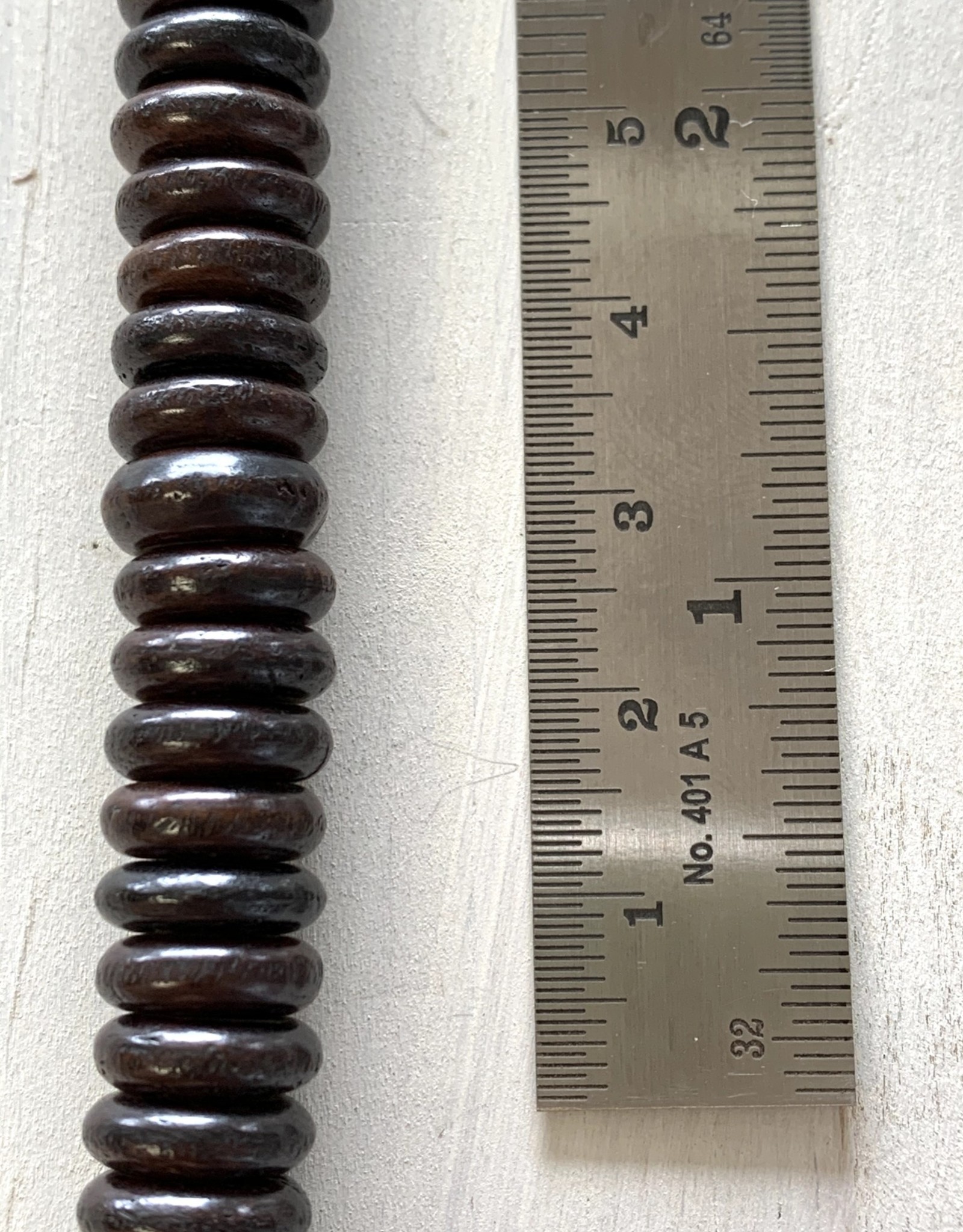 10mm Bone Saucer Dk Chocolate Large Hole Bead Strands