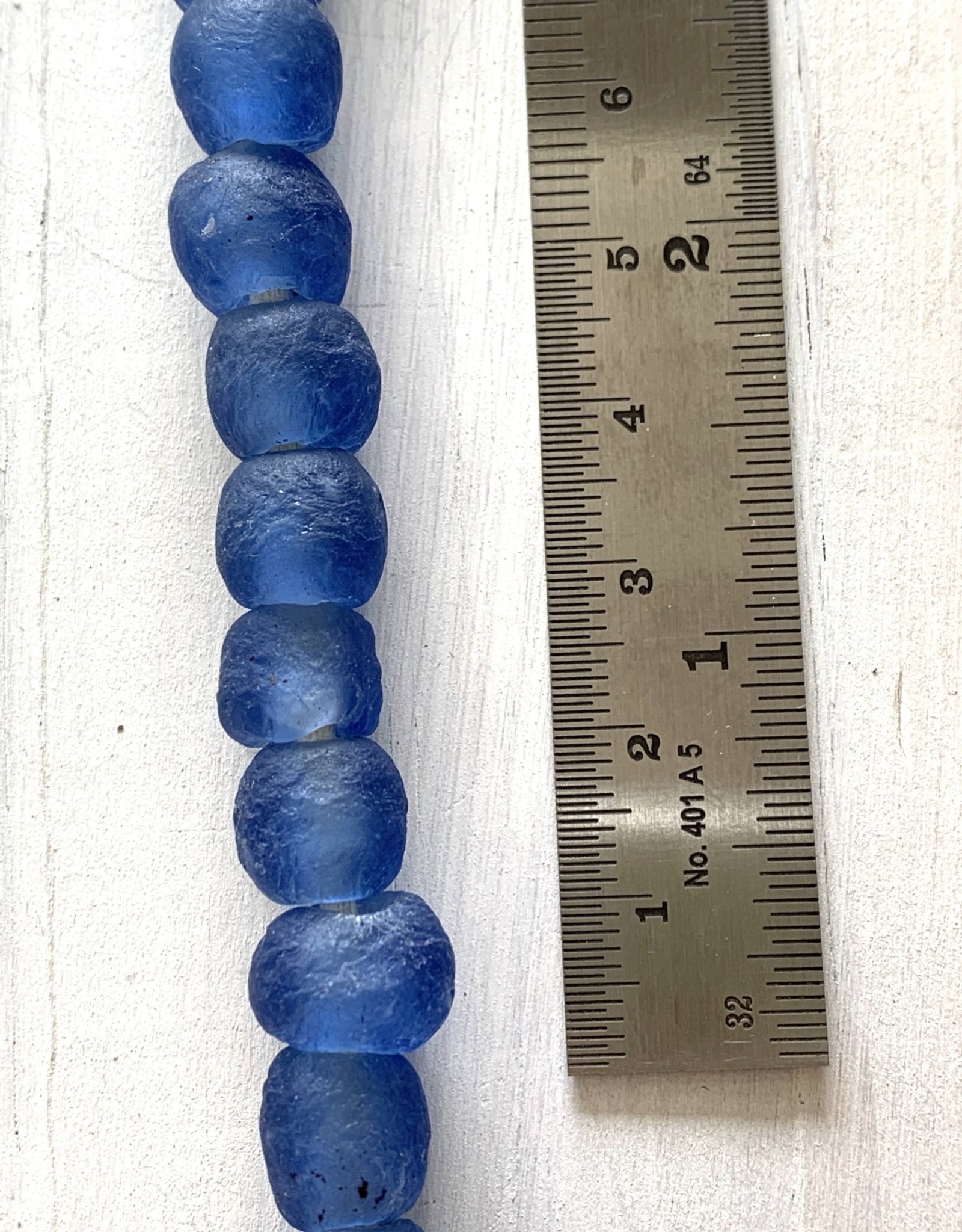 Ghana Recycled Glass 10mm Blue 22â€ Necklace