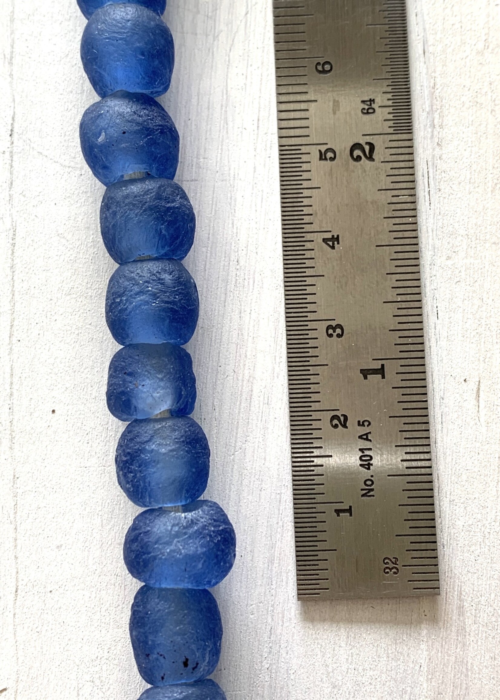 Ghana Recycled Glass 10mm Blue 22â€ Necklace