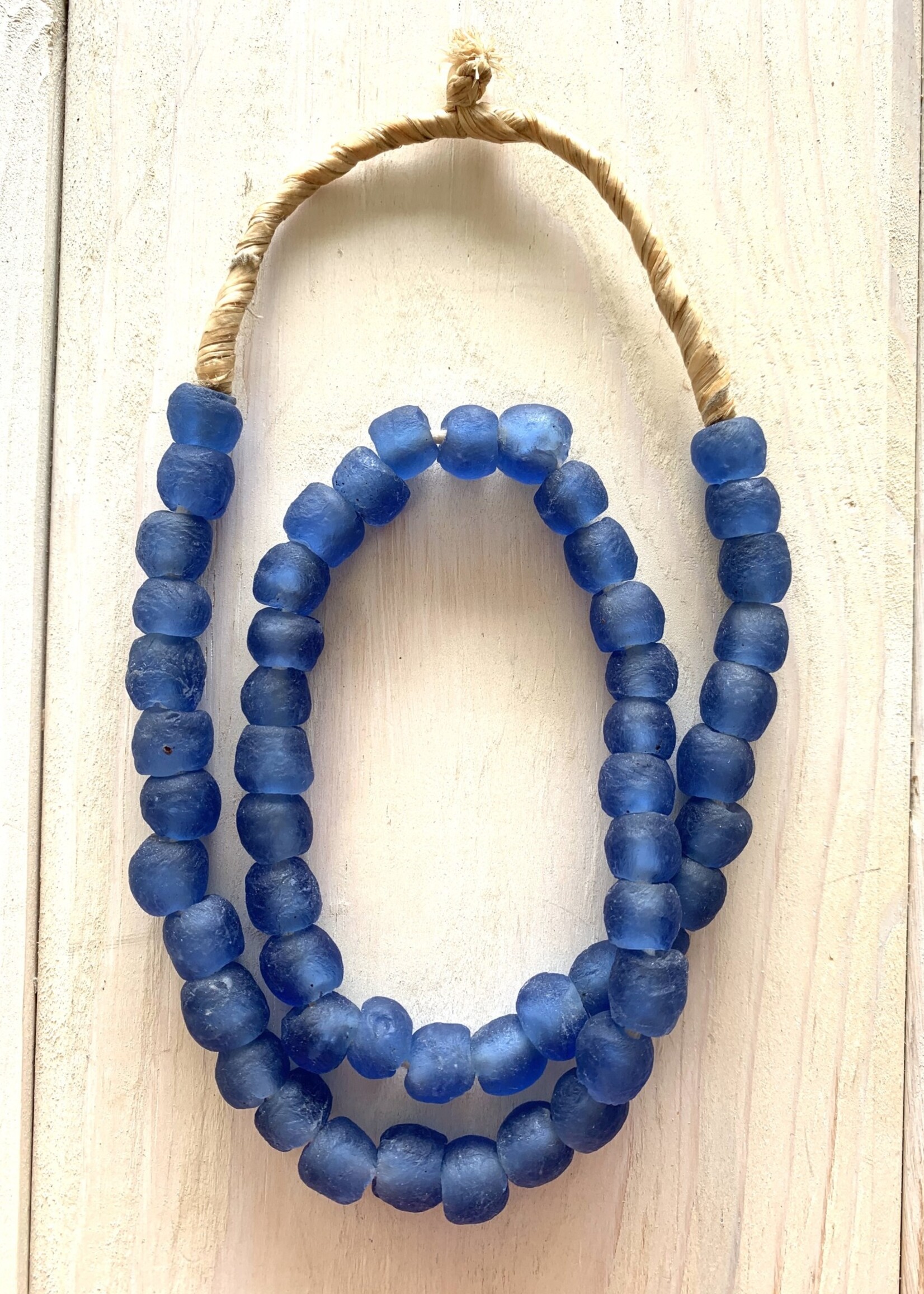 Ghana Recycled Glass 10mm Blue 22â€ Necklace