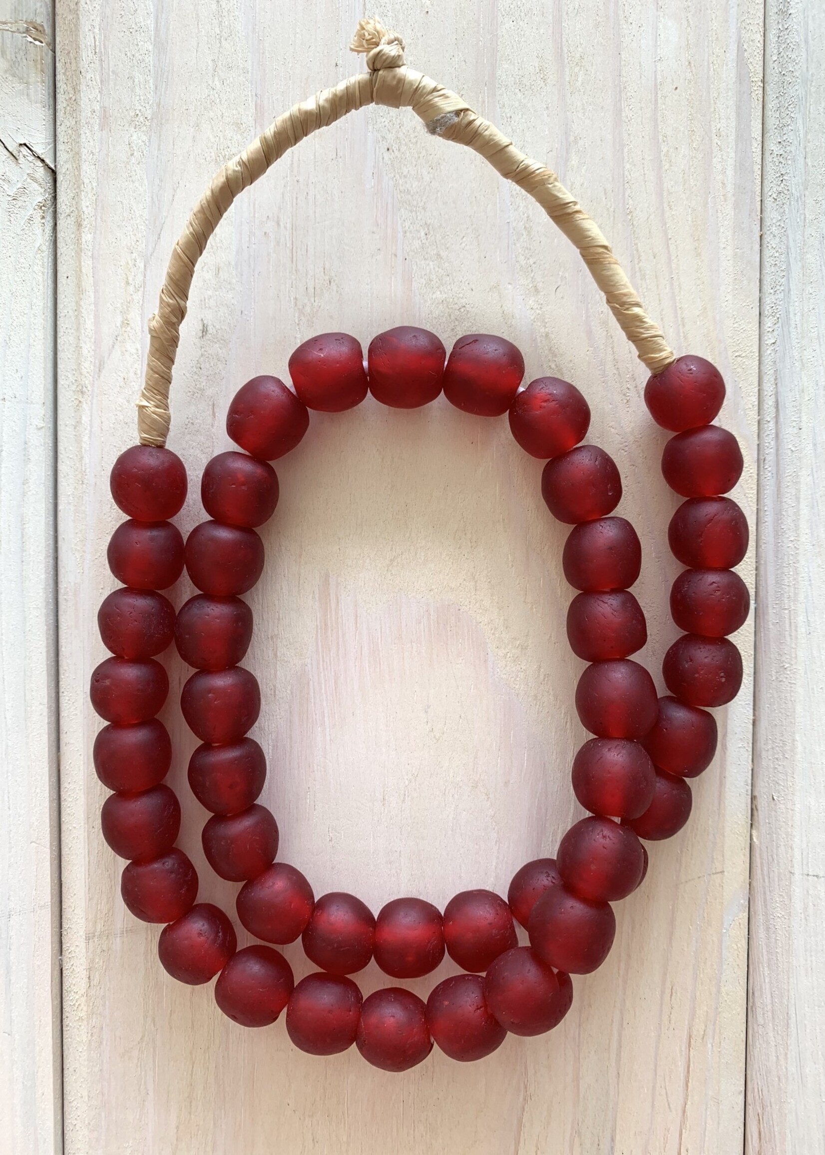 Ghana Recycled Glass 13mm Ruby 24" Necklace