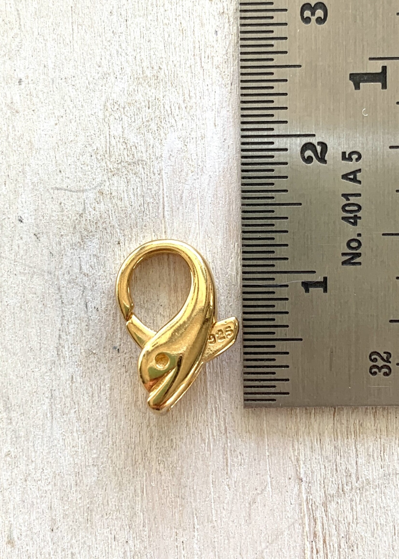 Dolphin Lobster Clasp, 14K Gold Plated over Sterling Silver ea