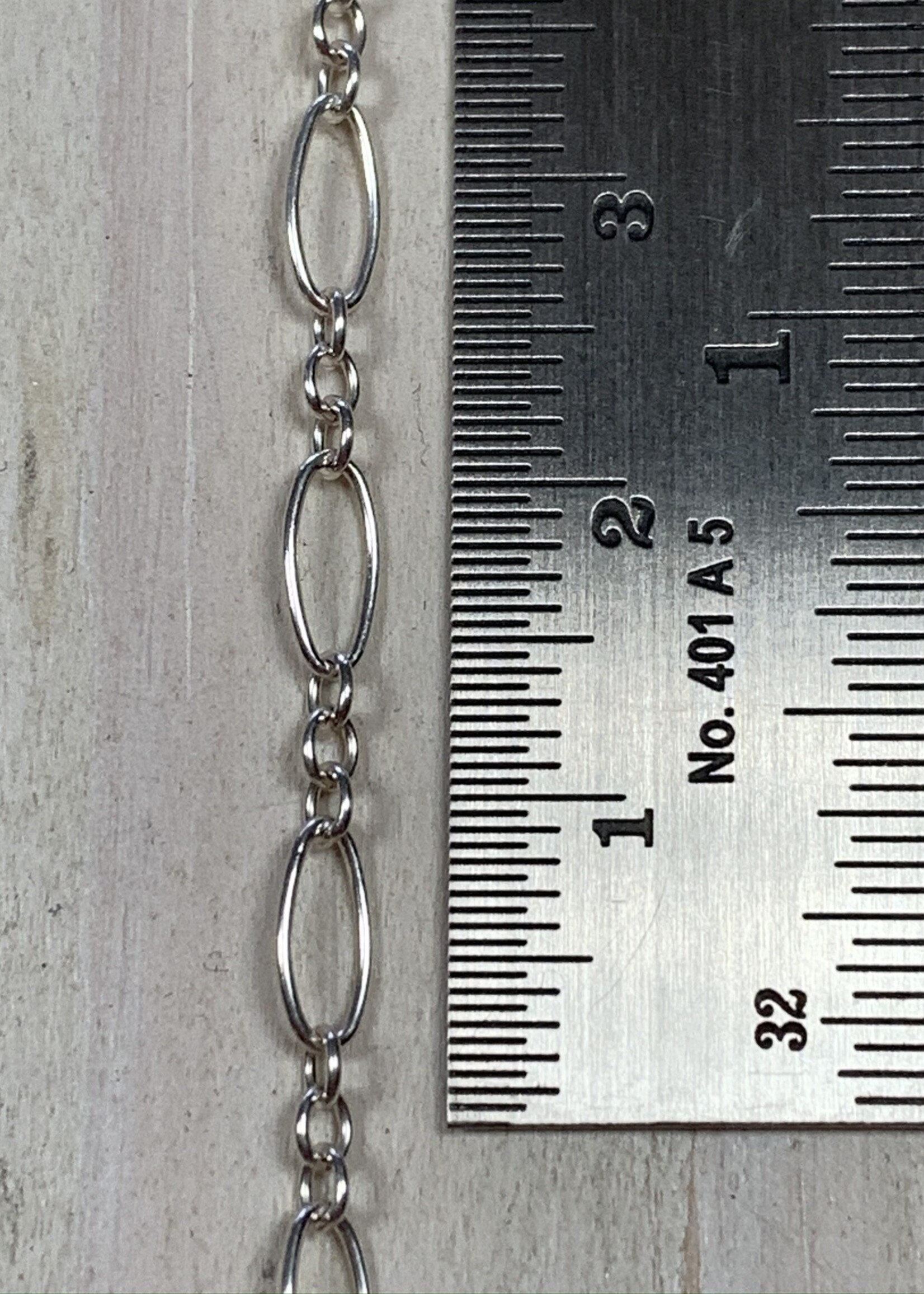 7.5 x 3.5mm Long & Short Chain Sterling Silver Inch