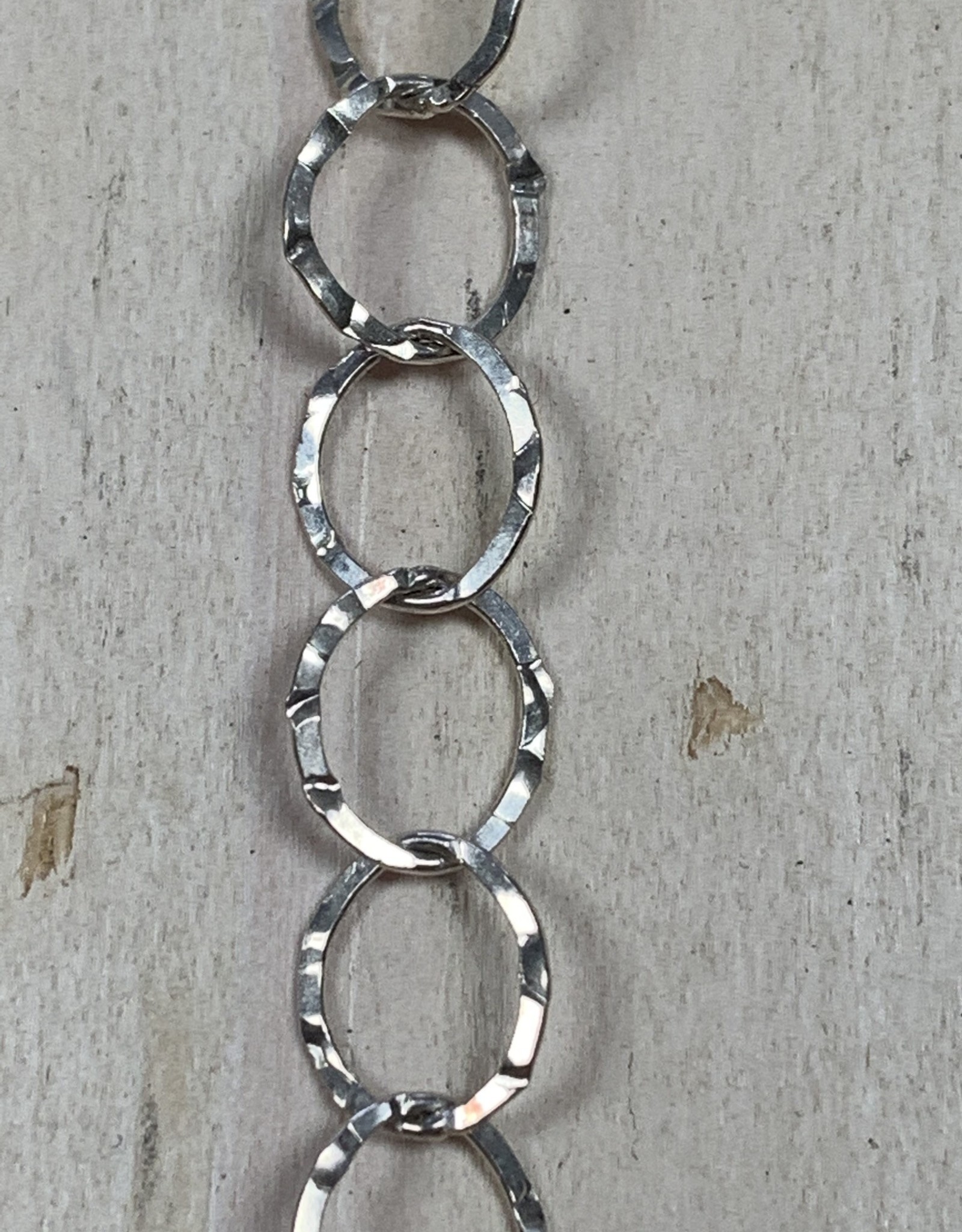 Large Round Hammered Chain Sterling Silver Inch