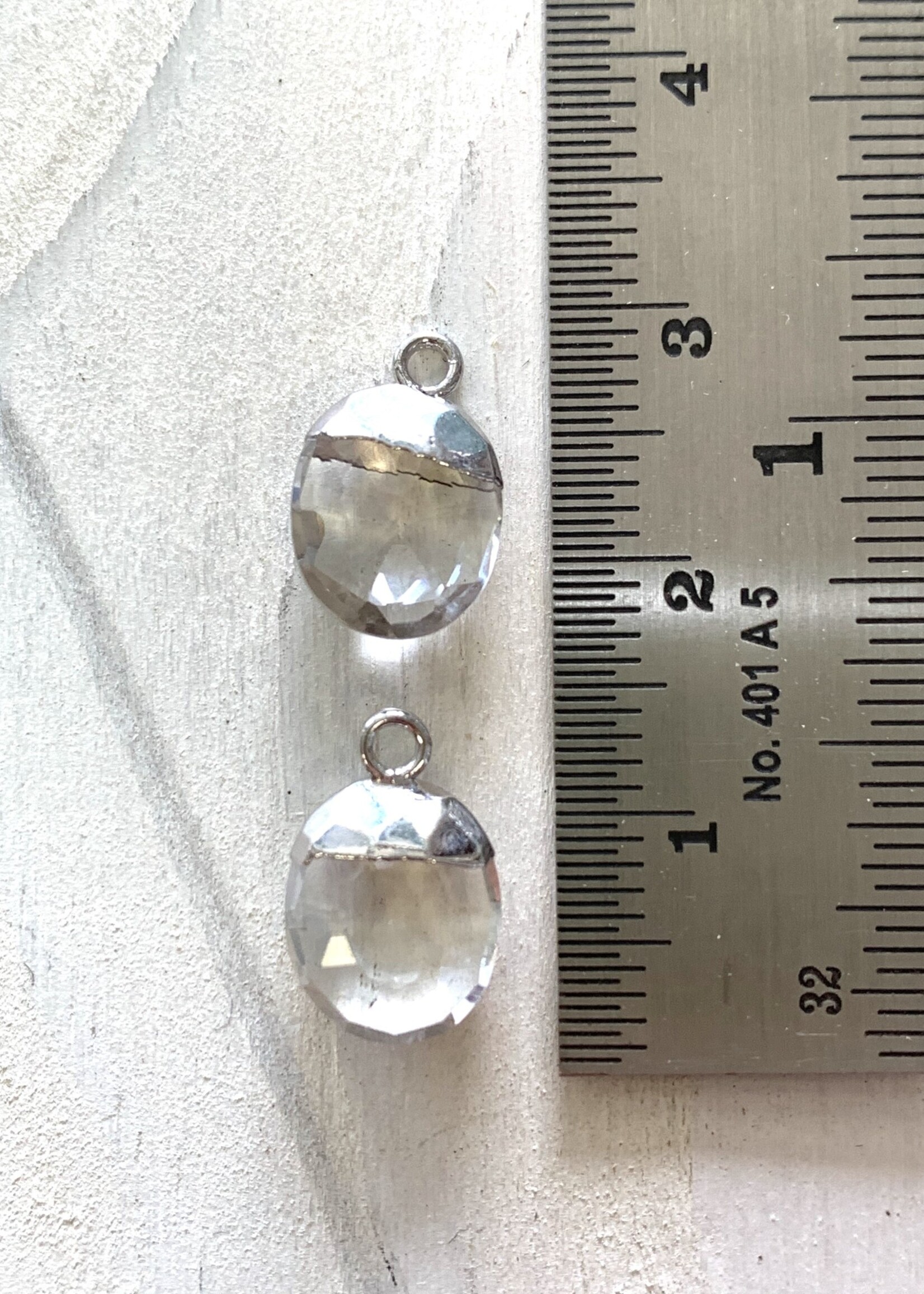 Quartz Crystal Oval Drops Silver