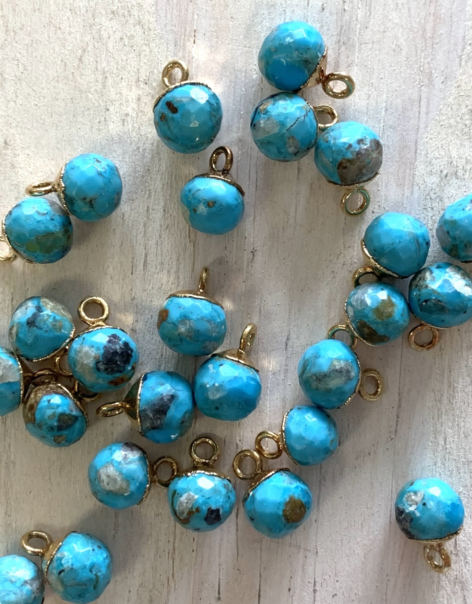 Turquoise Round Drop Gold