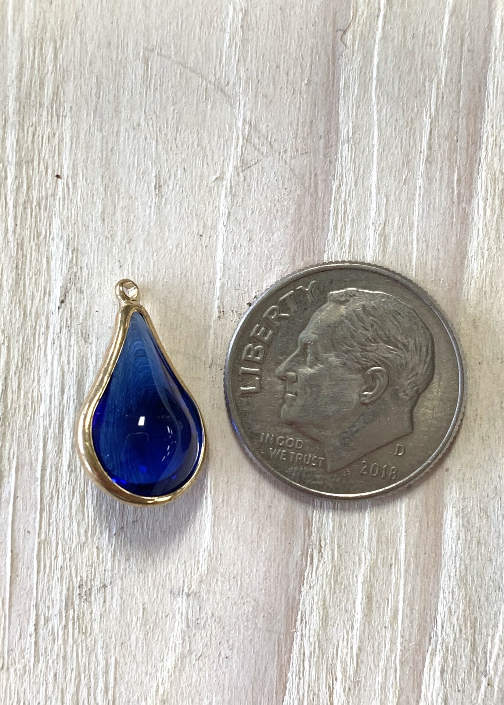 Glass Drop Charm Cobalt