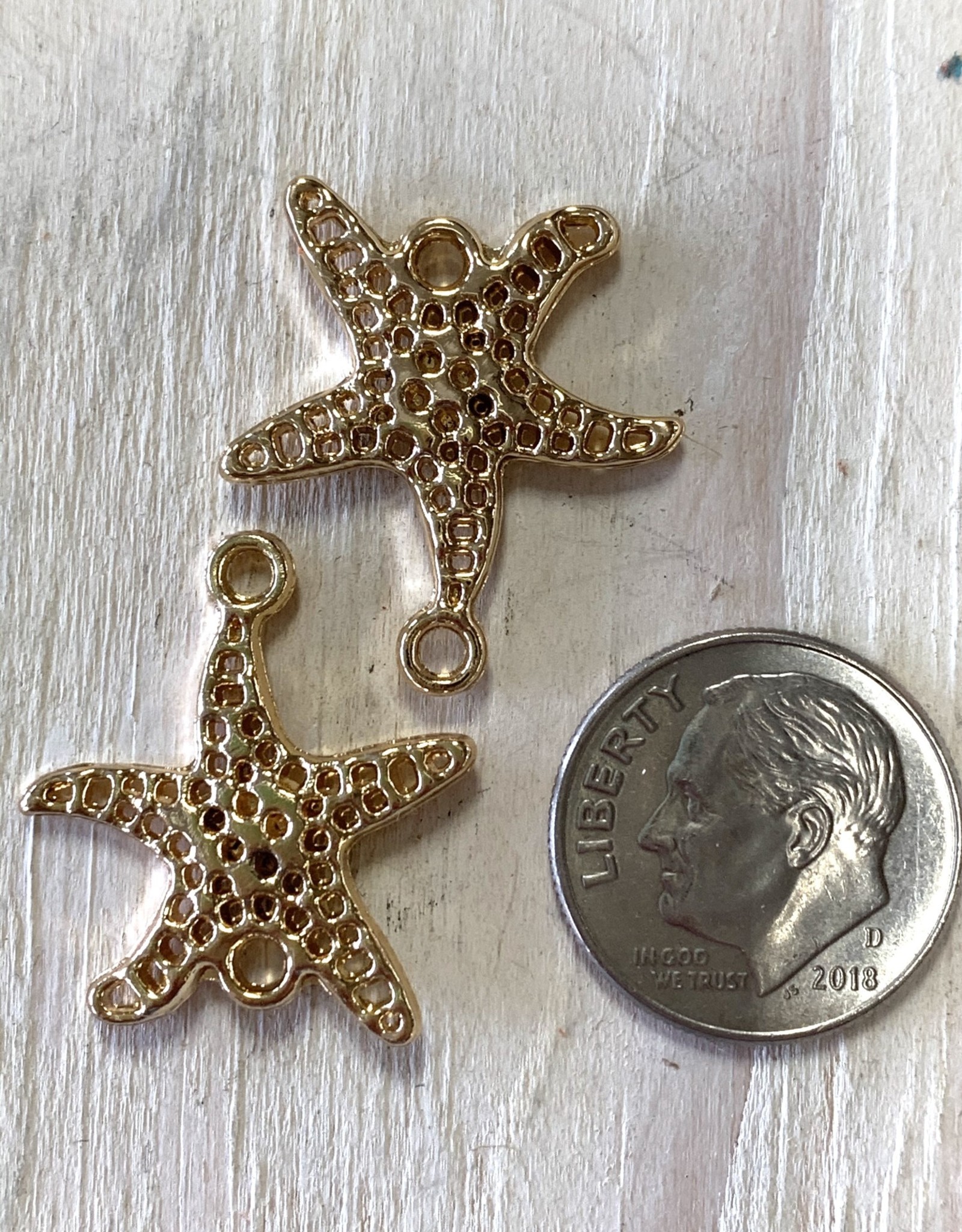 Starfish Filigree Charm Connector Gold Plated ea