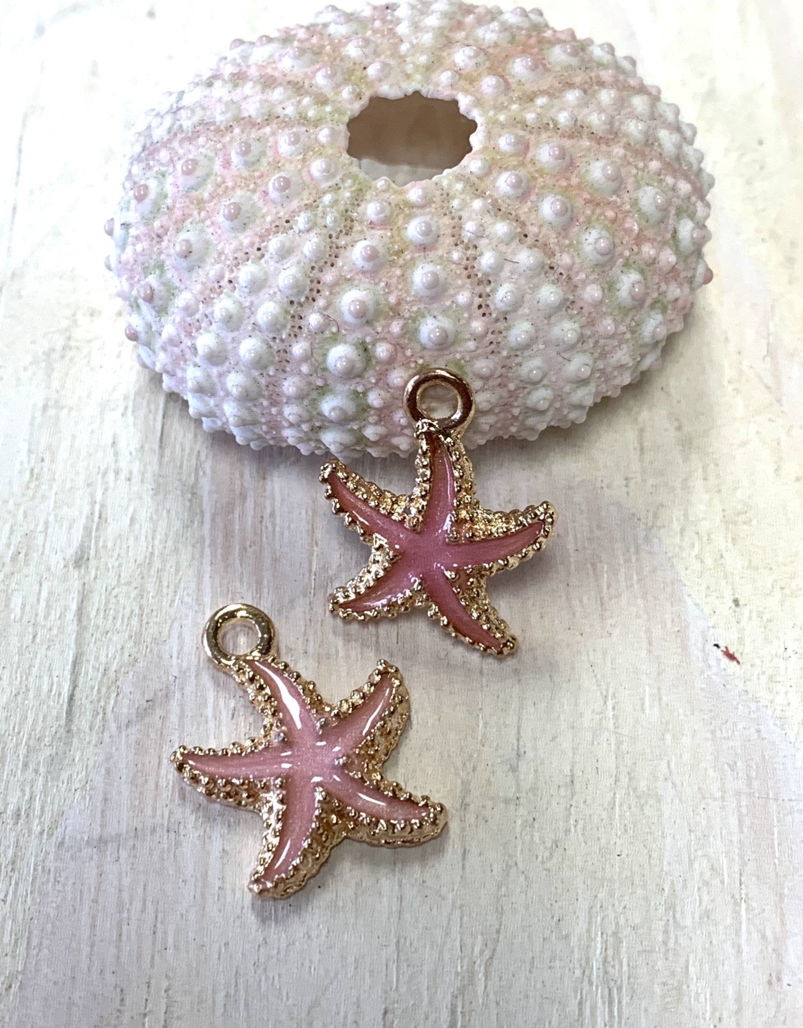 Pink Starfish Charm Gold Plated ea