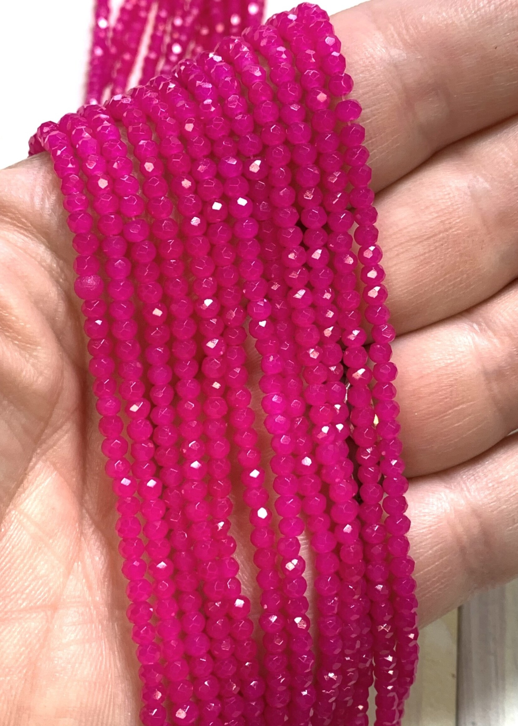 3mm Hot Pink Gem Show Crystal Roundel Strand