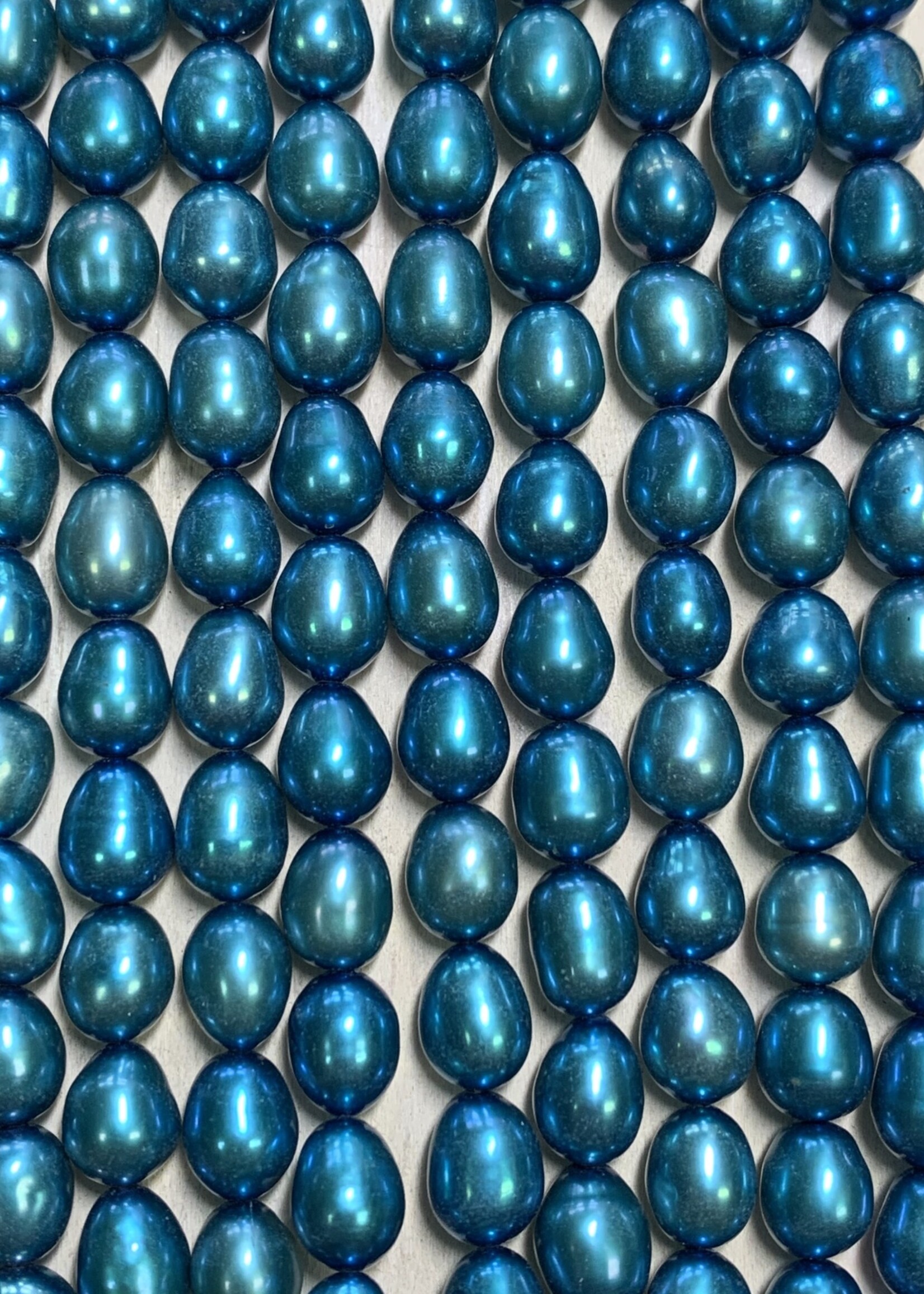 Rice Pearls Brite Teal Strand