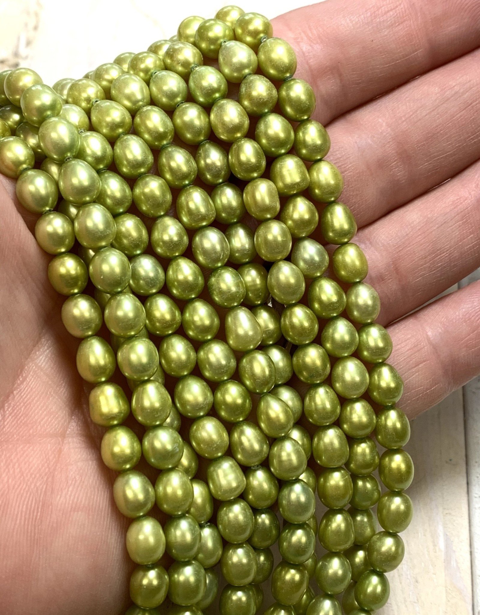 Rice Pearls Lime Green Strand