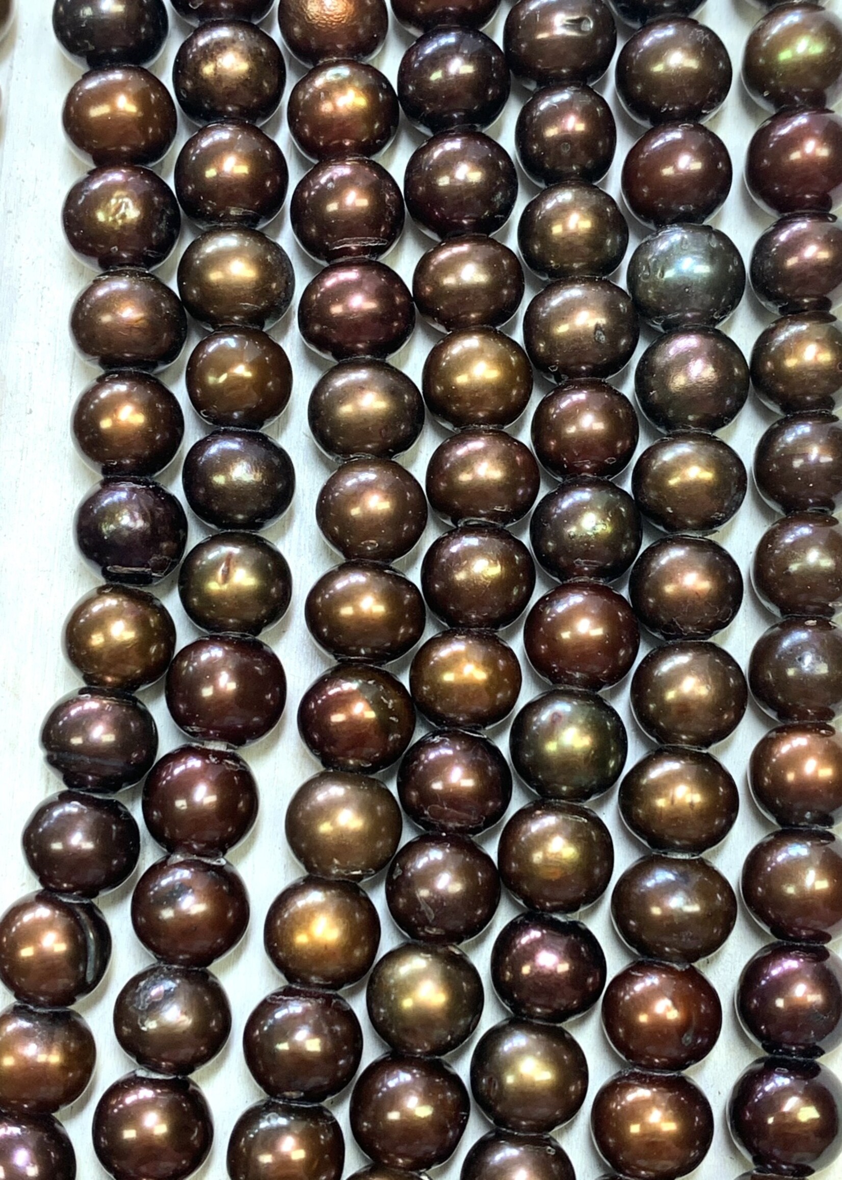 6mm Pearls w/2mm ID Hole, Coffee 16" Strand approx.