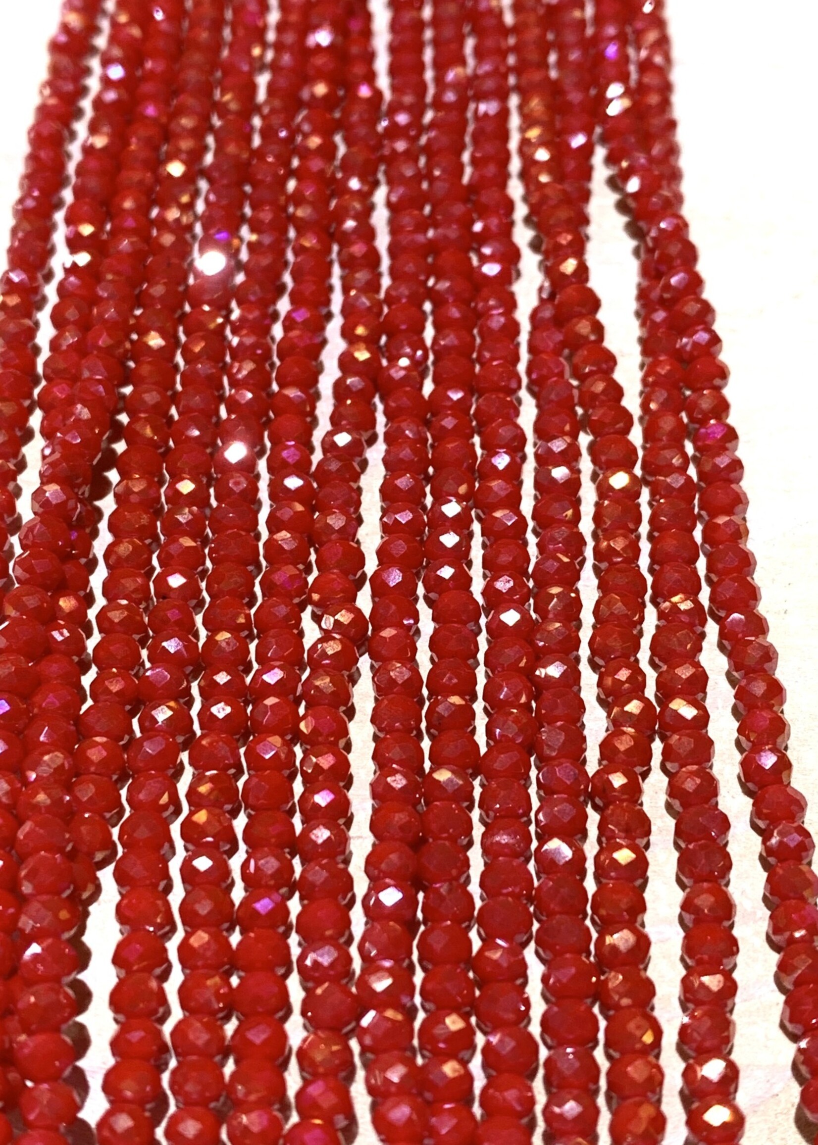 3mm Redish Pink Gem Show Crystal Roundel Strand