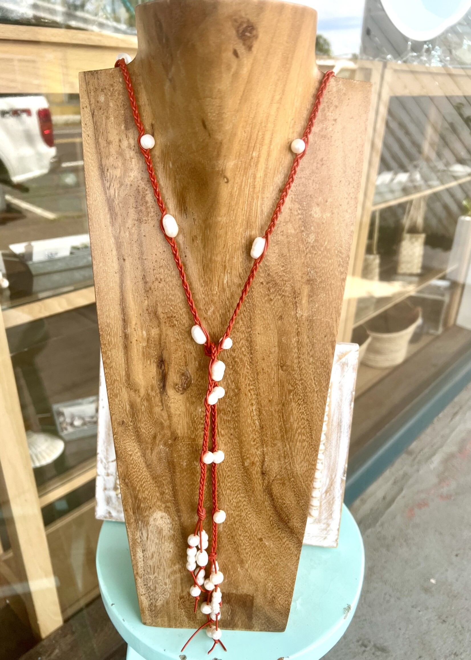 Leather and Pearl Braided Lariat Class