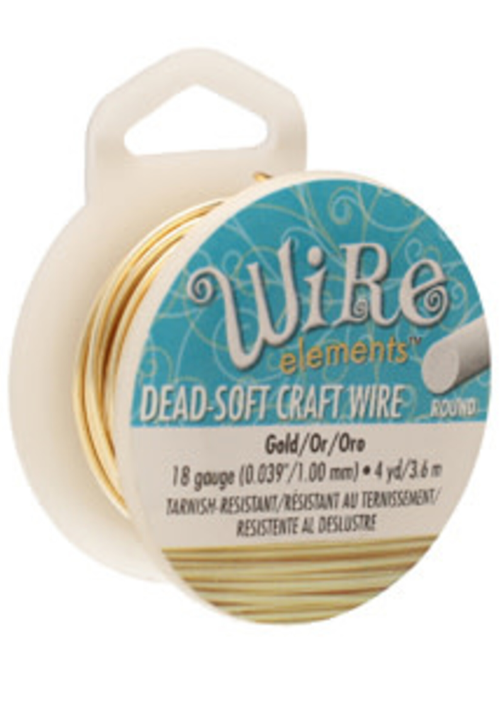 Craft Wire 18ga Round Gold Plate 4yds