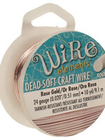 Craft  Wire 24ga Rose Gold Plate 10yd