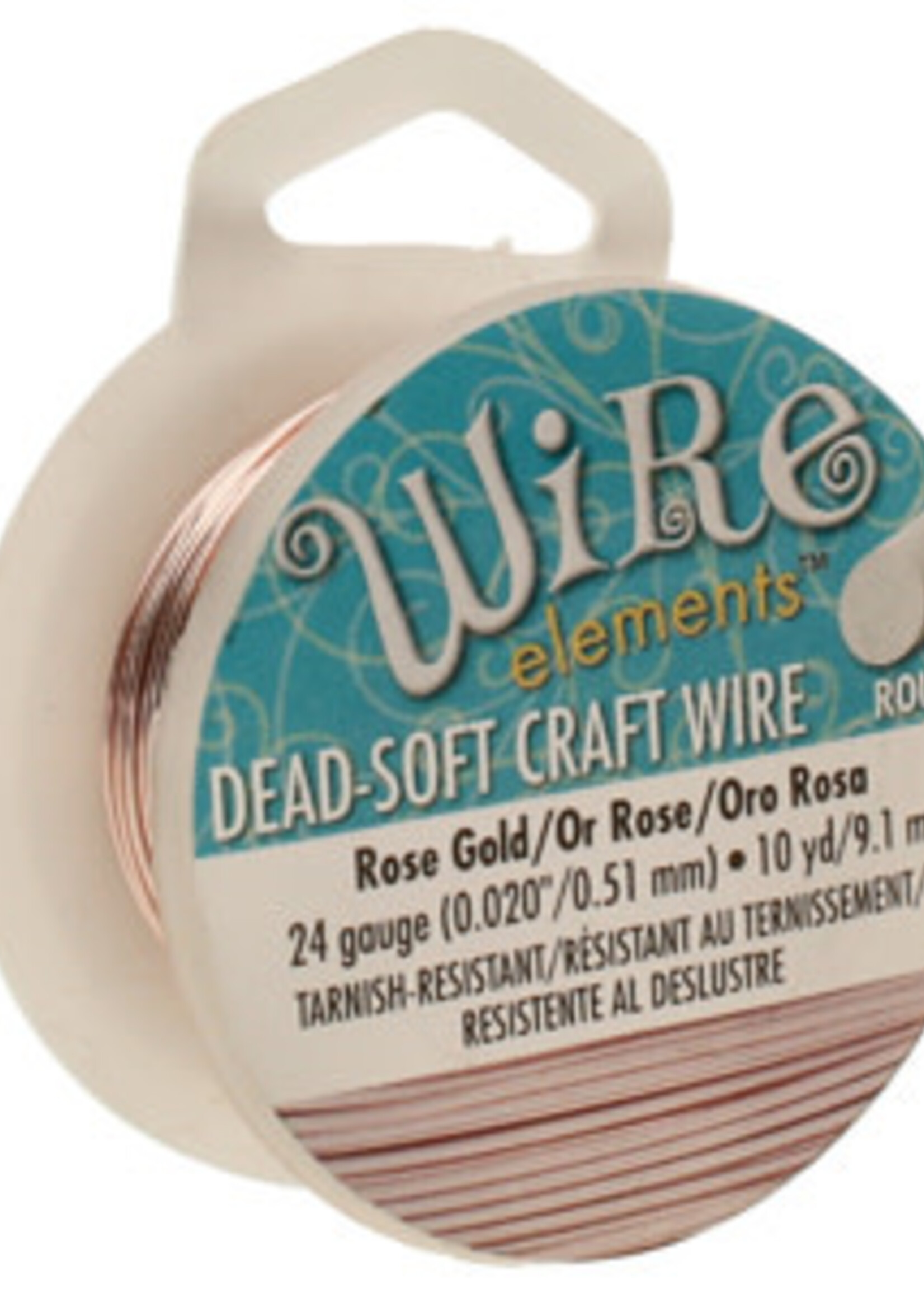 Craft  Wire 24ga Rose Gold Plate 10yd