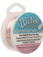 Craft  Wire 26ga. Rose Gold Plate 15yd