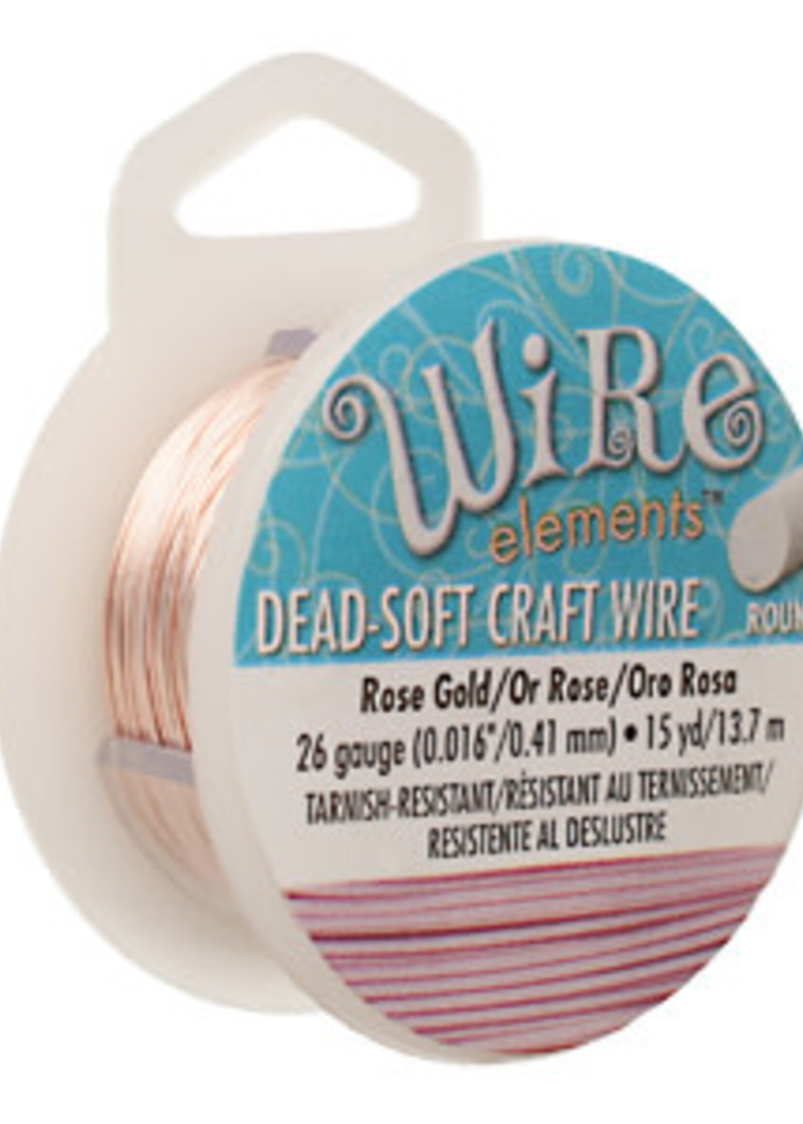 Craft  Wire 26ga. Rose Gold Plate 15yd