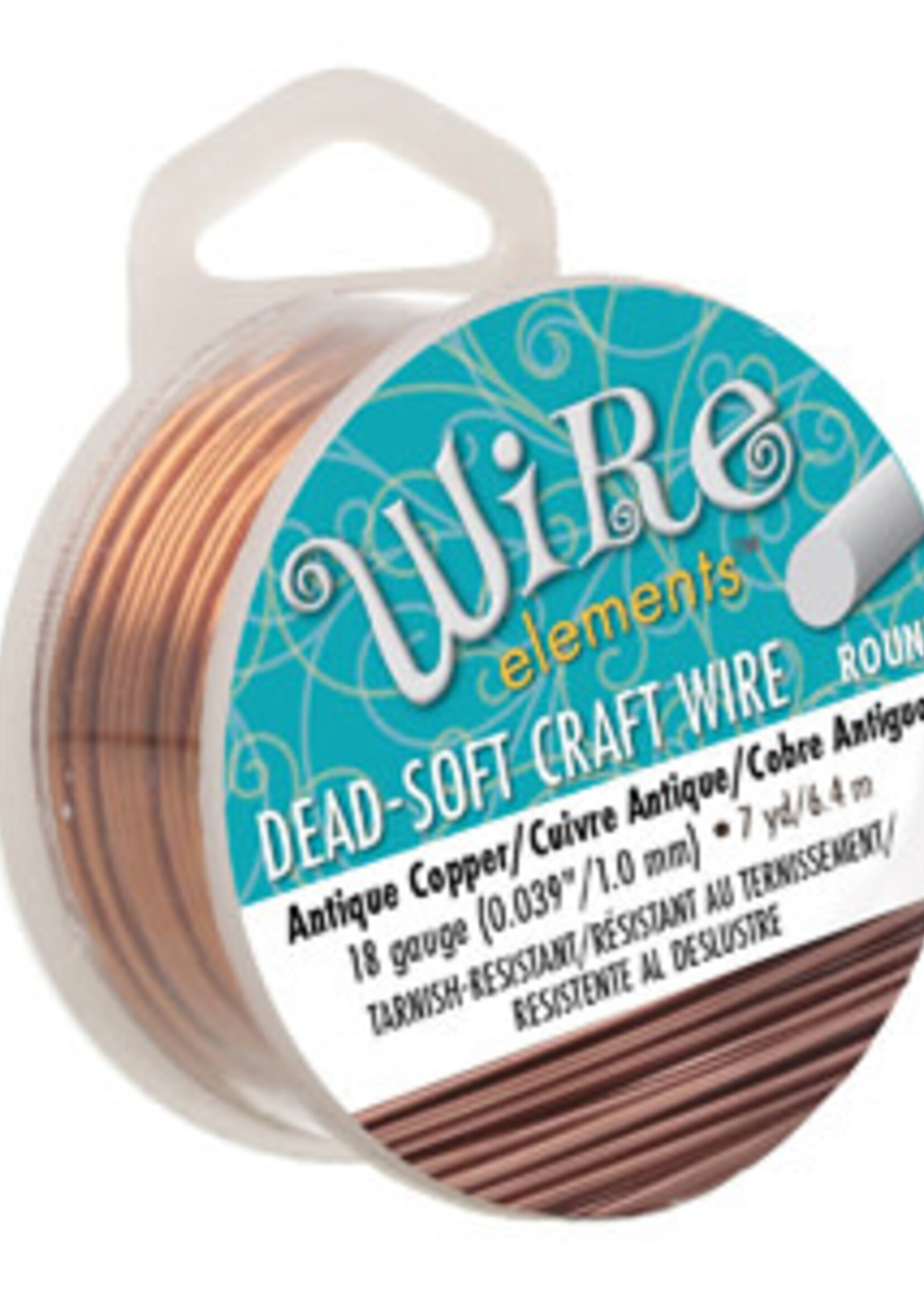 Craft Wire 18ga Round Antique Copper 7yd
