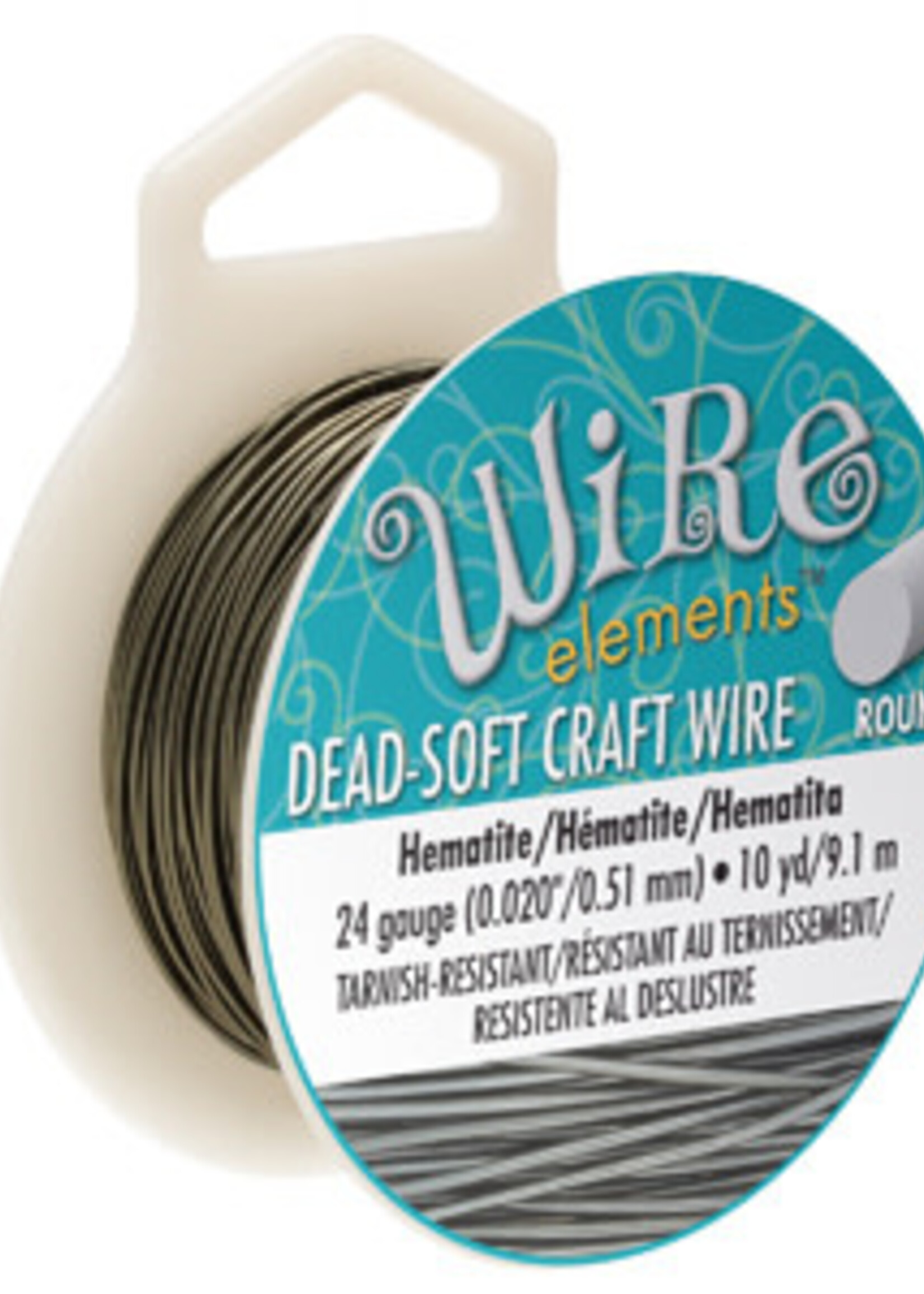 Craft Wire 24ga Round Hematite 10yd