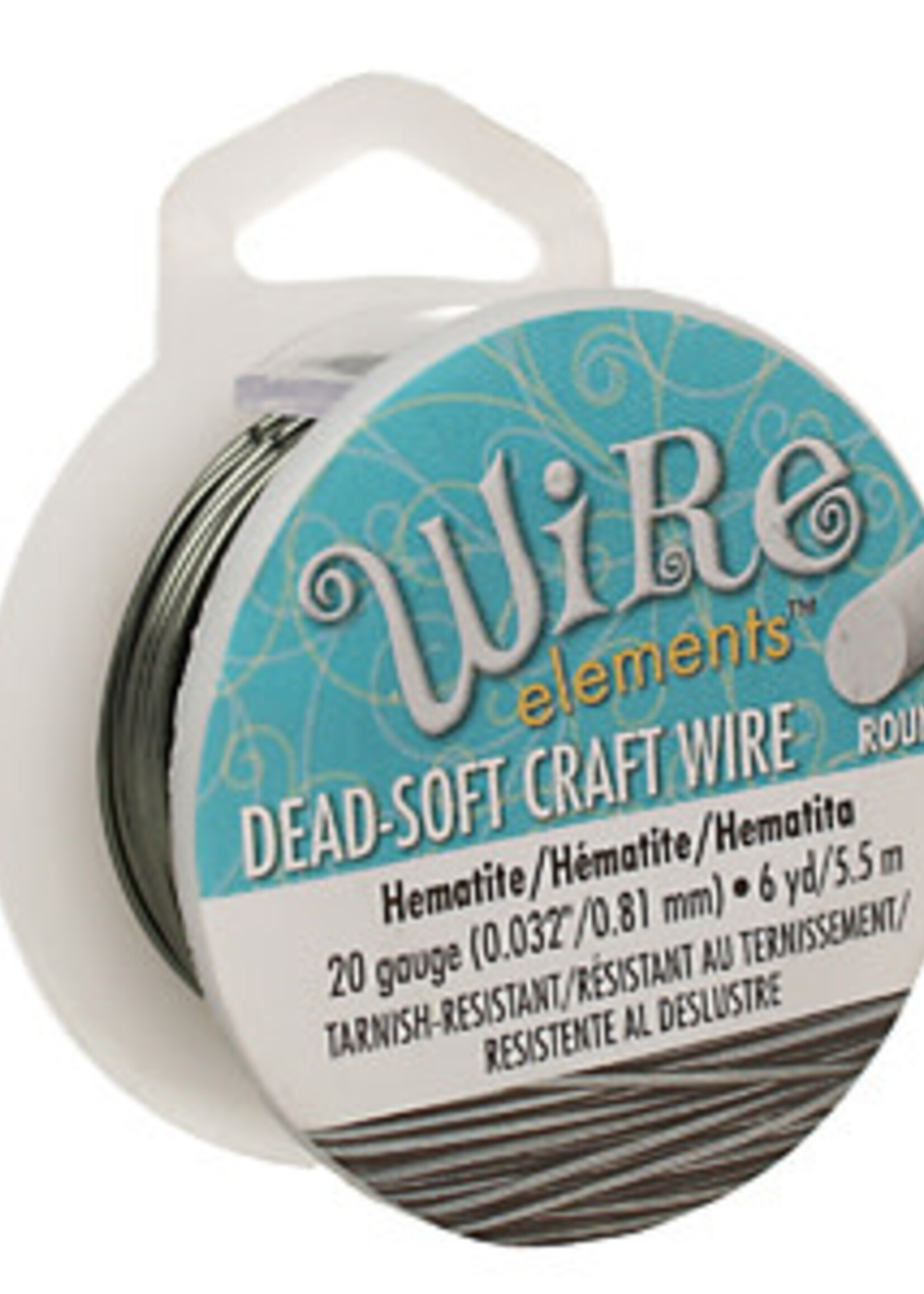 Craft Wire 20ga Round Hematite 6 yd