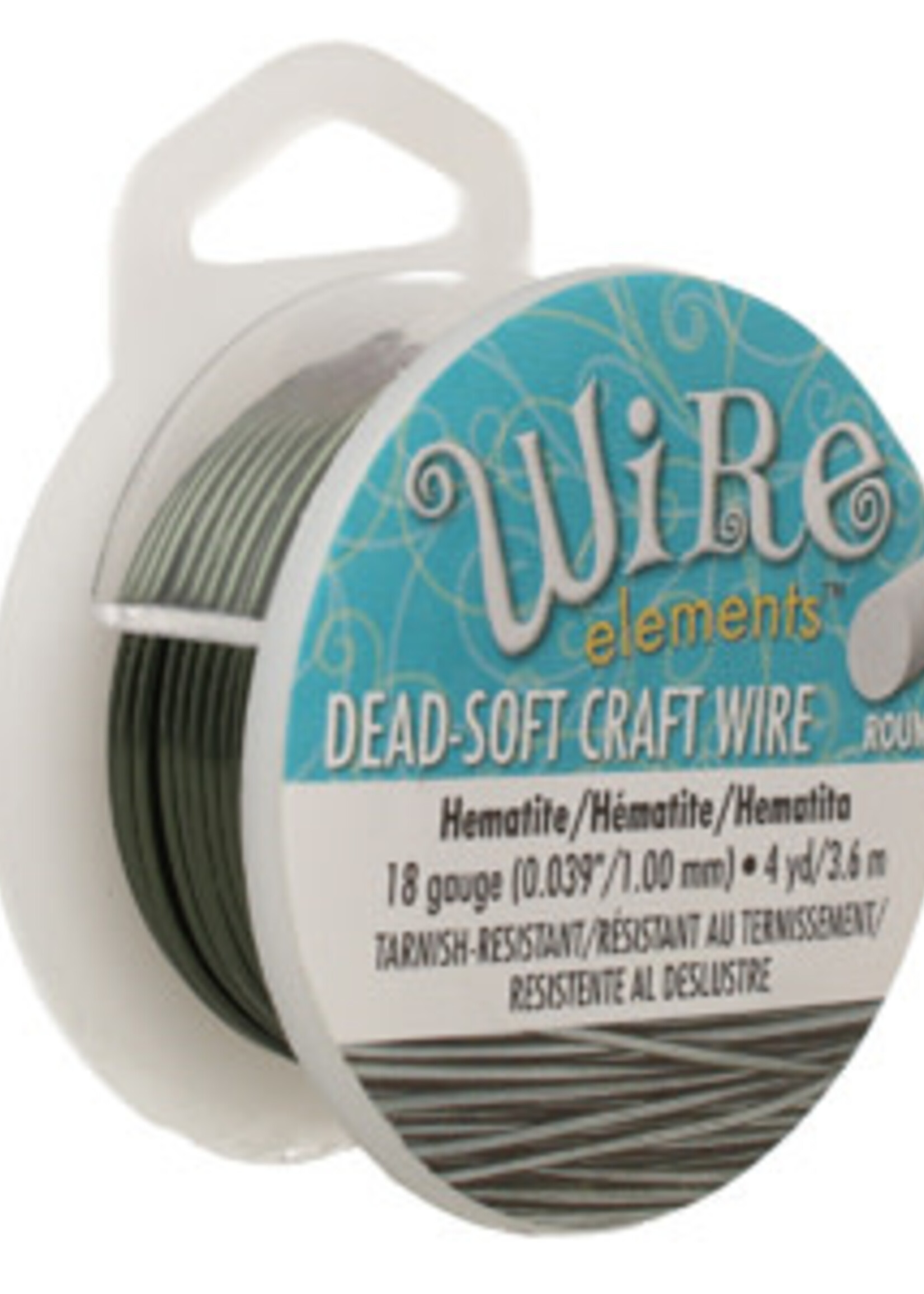 Craft Wire 18ga Round Hematite 4 yd