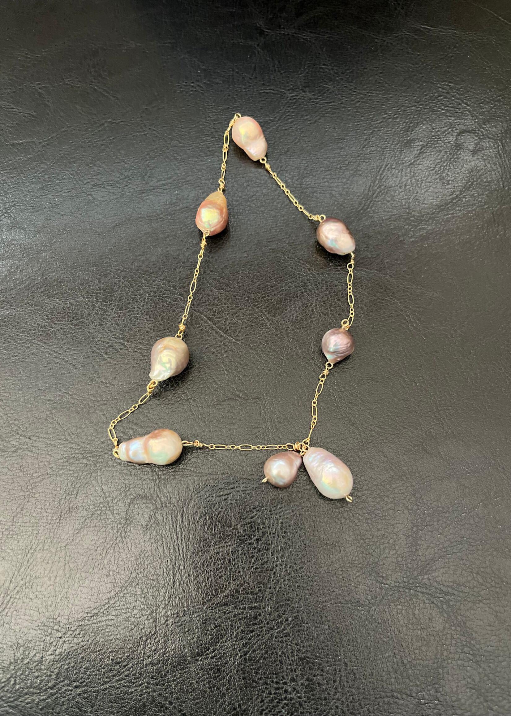 Wire Wrapped Baroque Pearl Necklace June 7th