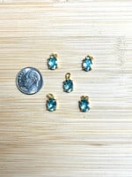Blue Crystal Gold Charm ea
