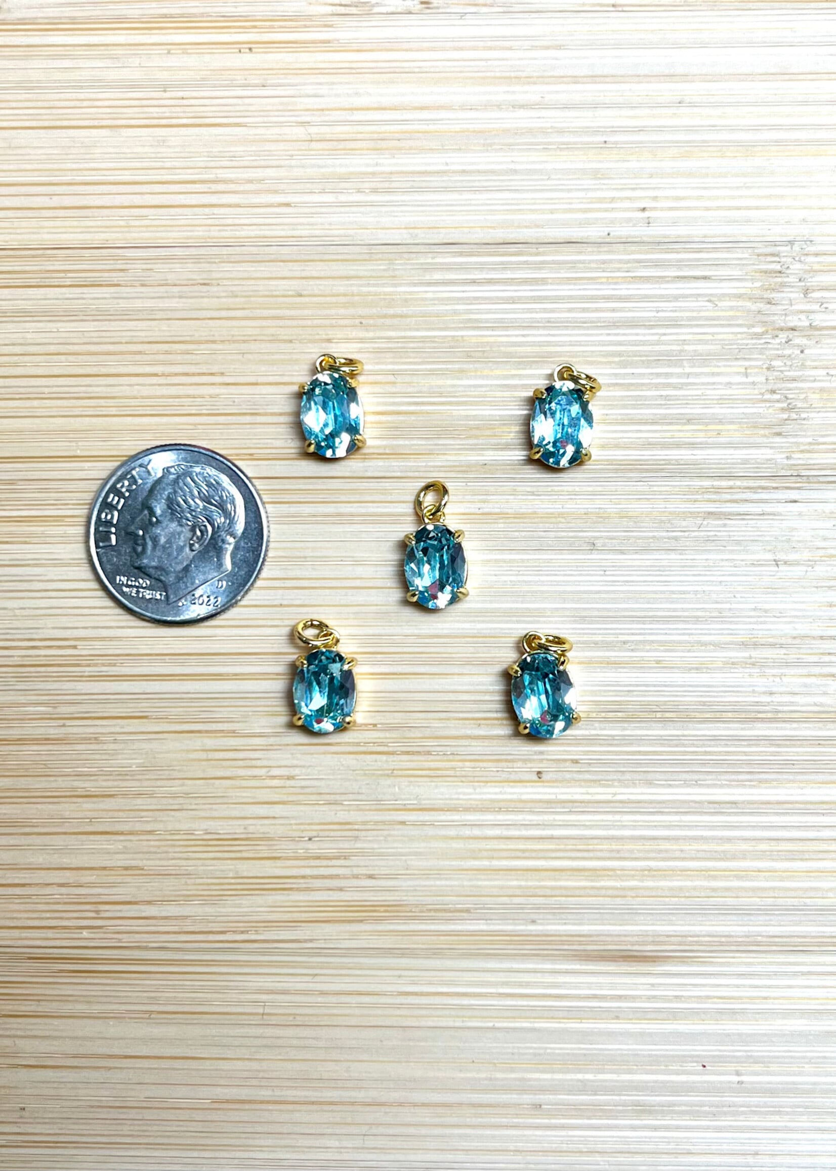 Blue Crystal Gold Charm ea