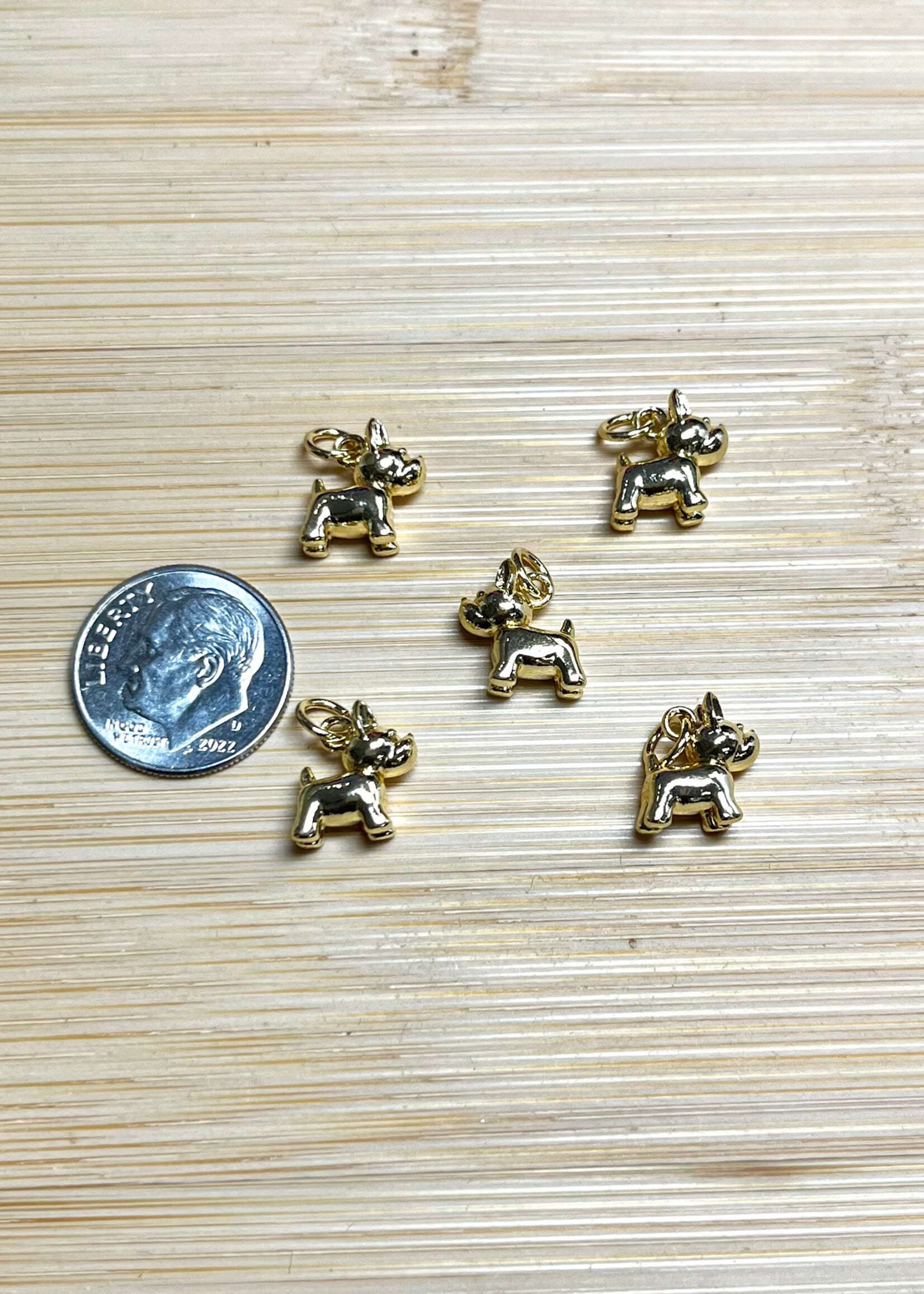 Gold Dog Charm ea
