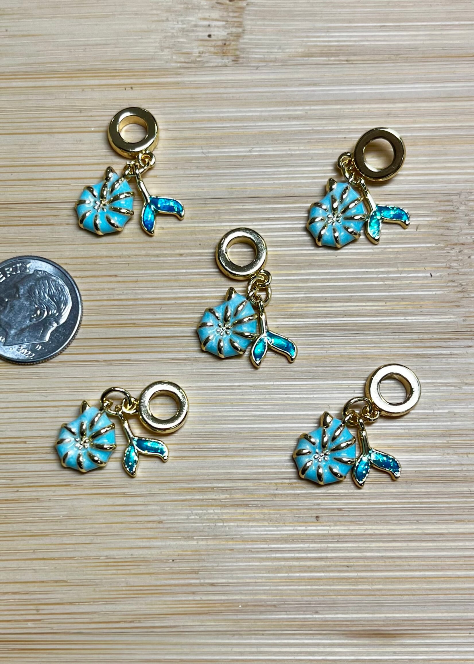 Enamel Mermaid Tail & Nautilus Shell ea