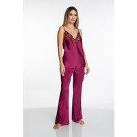 Le Manoir Long Silk Pants with Lace Inserts
